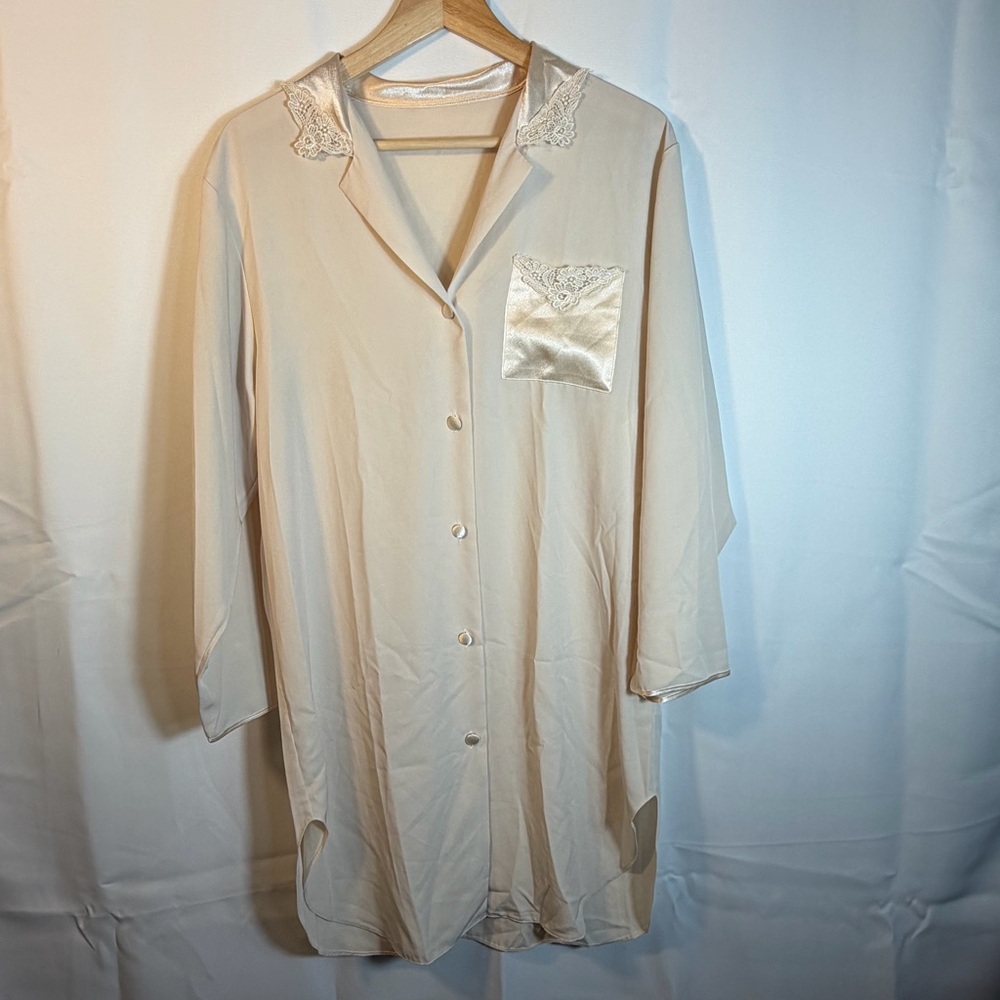 Vintage Marks & Spencer St. Michael Cream Nightshirt with Silk Details